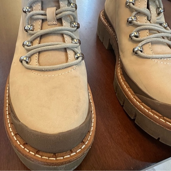 Marc Fisher LTD Womens Cairy Beige Leather Combat & Lace-up Boots Shoes size 8 - Picture 4 of 8